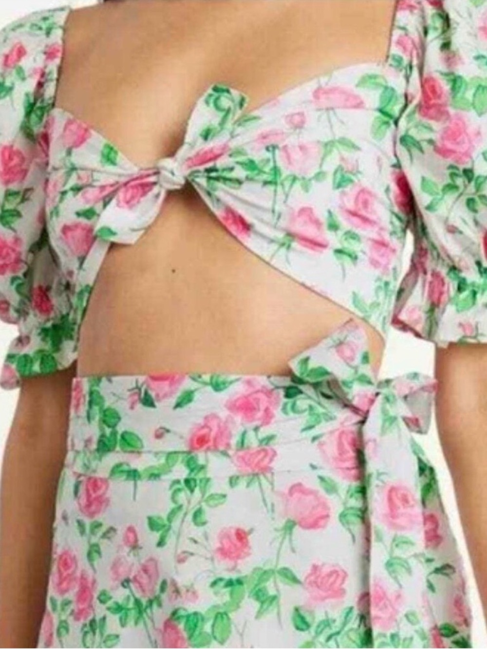 Hill House set Isabella puff sleeve crop top and wrap skirt